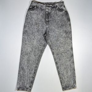 Vintage 80s LEE Acid Wash Mom Jeans Women's Size 20W Black White Denim